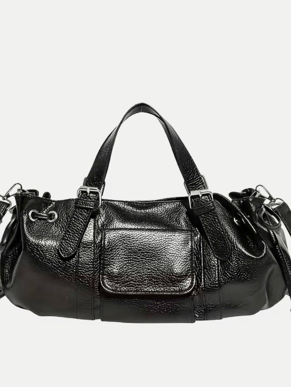 New -Chic -Faux Leather Mini Tote/Shoulder Bag -Black